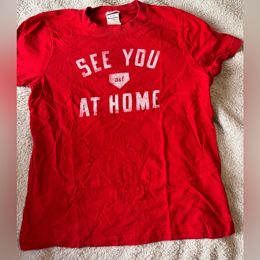 Abercrombie and fitch kids XL red see you at home tee